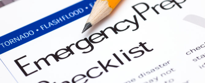 Close up of Emergency Checklist with sharpened pencil
