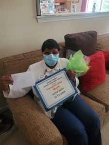 Joyce, our caregiver of the the month for July 2021.