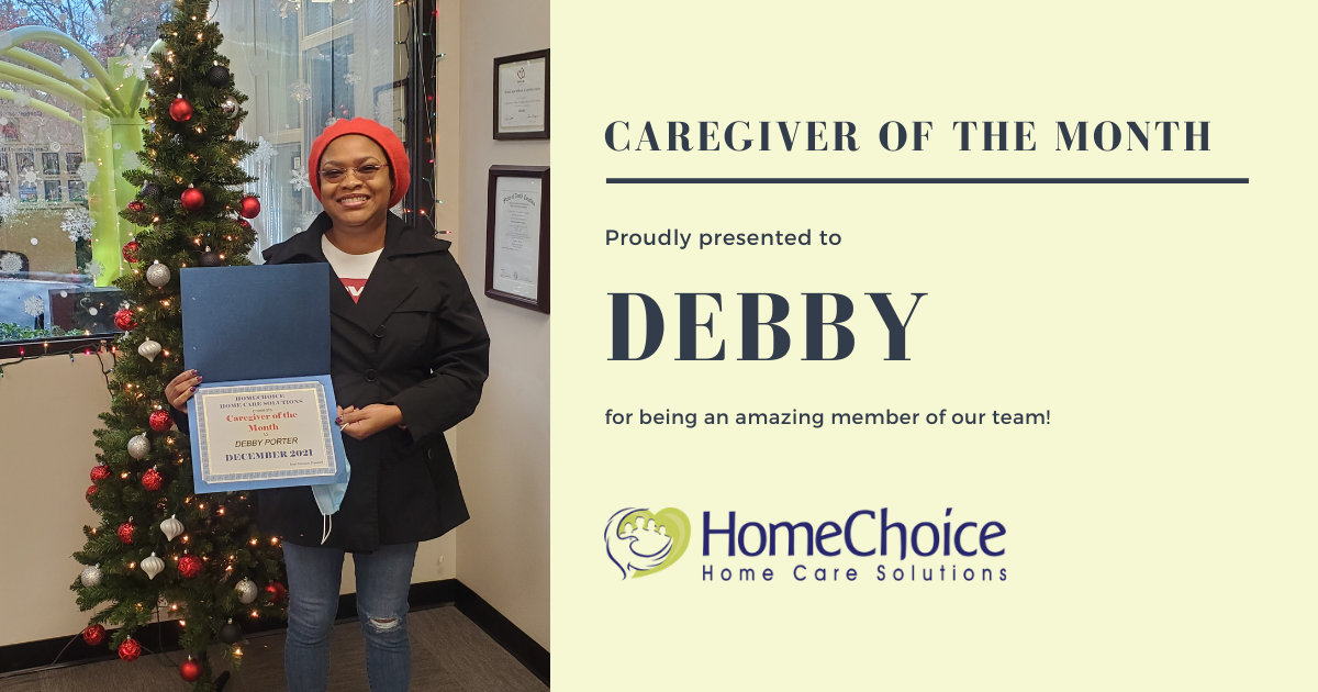 Debby, our caregiver of the month for December 2021.