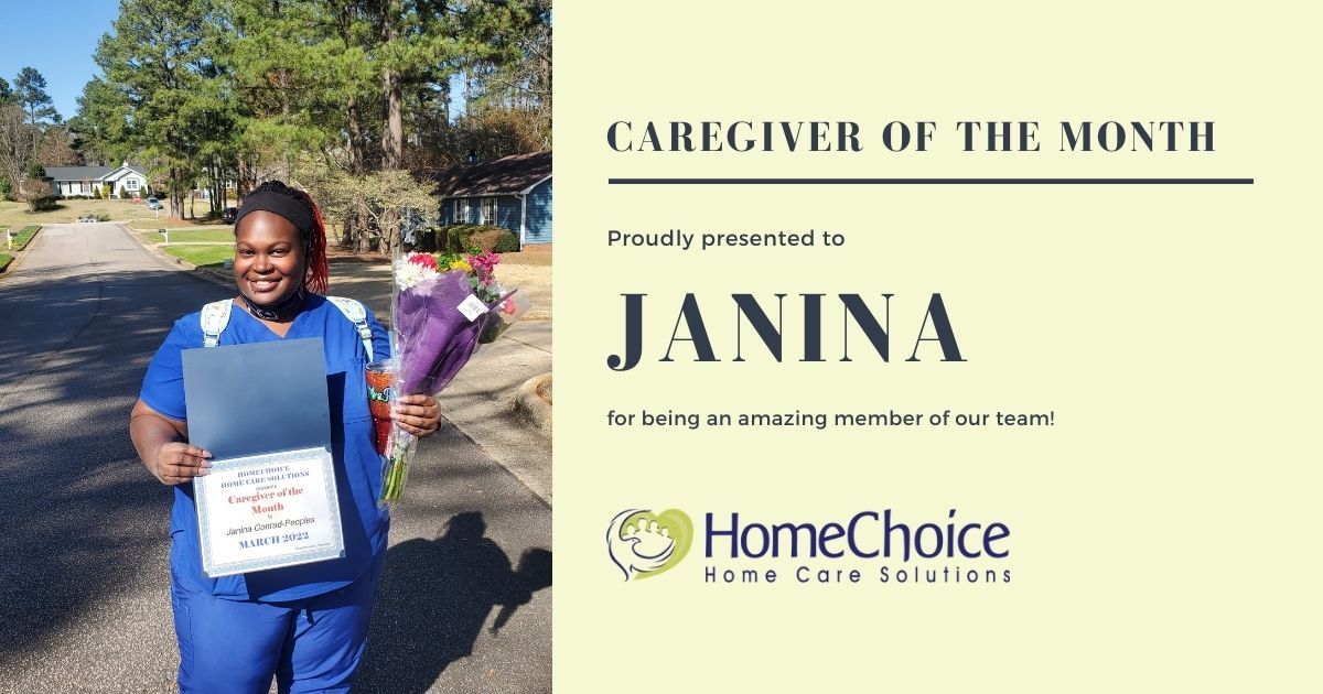 Janina, our caregiver of the month for March 2022.