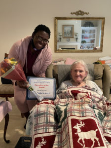 Welie, our caregiver of the month for October 2022, with one of our lovely clients.