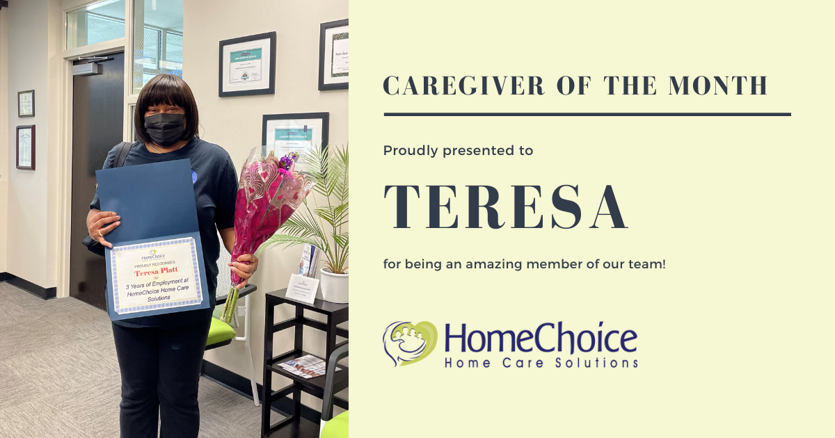 Teresa P., our Caregiver of the Month for February 2023.