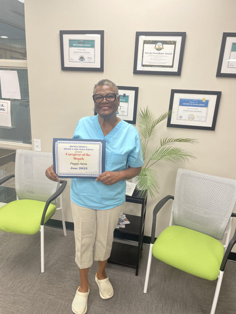 Peggie, our caregiver of the month for June 2023.