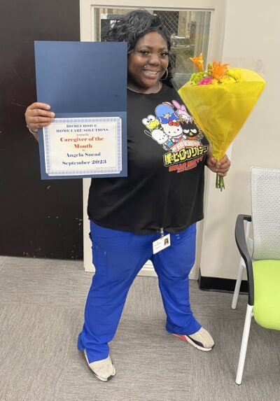 Angela Snead, our Caregiver of the Month for September 2023.