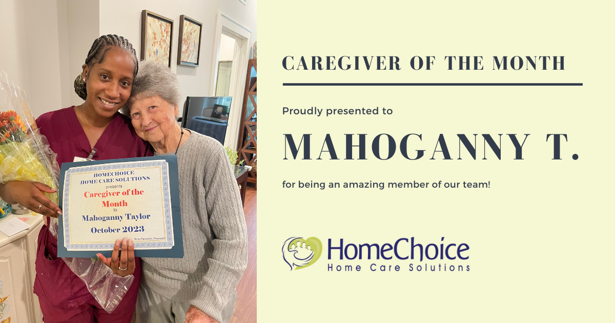 Mahoganny T, our Caregiver of the Month for October 2023.