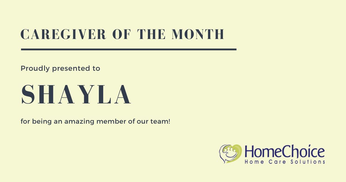 Shayla, our Caregiver of the Month for December 2024.