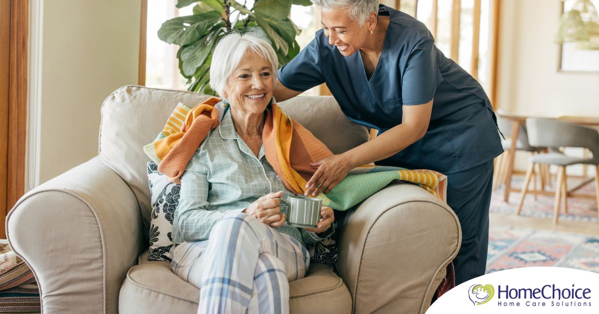 An aide provides home health care support for chronic conditions