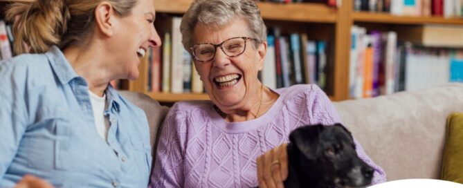 Through dementia care at home, a caregiver provides support to a senior.