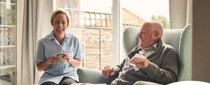 A caregiver provides Memory Care at Home to a senior