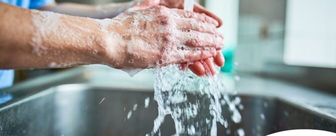Observing hand hygiene as a part of caregiver wellness during flu season.